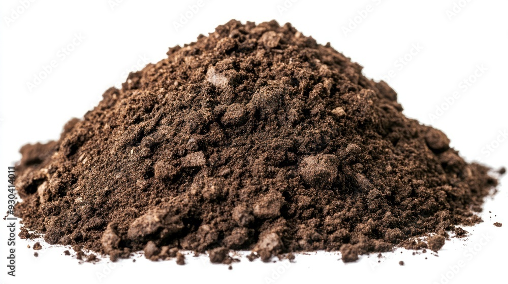 Pile of Dark Brown Soil Isolated on White Pile of Dark Brown Soil Isolated on White