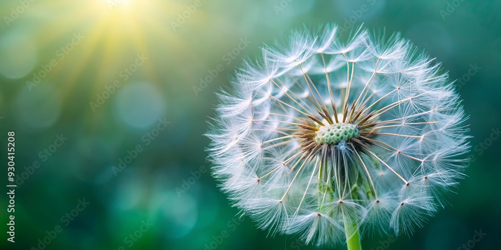 Close-up of a delicate dandelion seed head with fluffy white seeds ready to be blown away by the wind Close-up of a delicate dandelion seed head with fluffy white seeds ready to be blown away by the wind