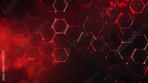 Abstract red technology hexagonal background photo