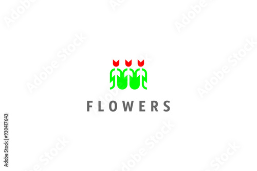 Template logo design solution with simple flowers image