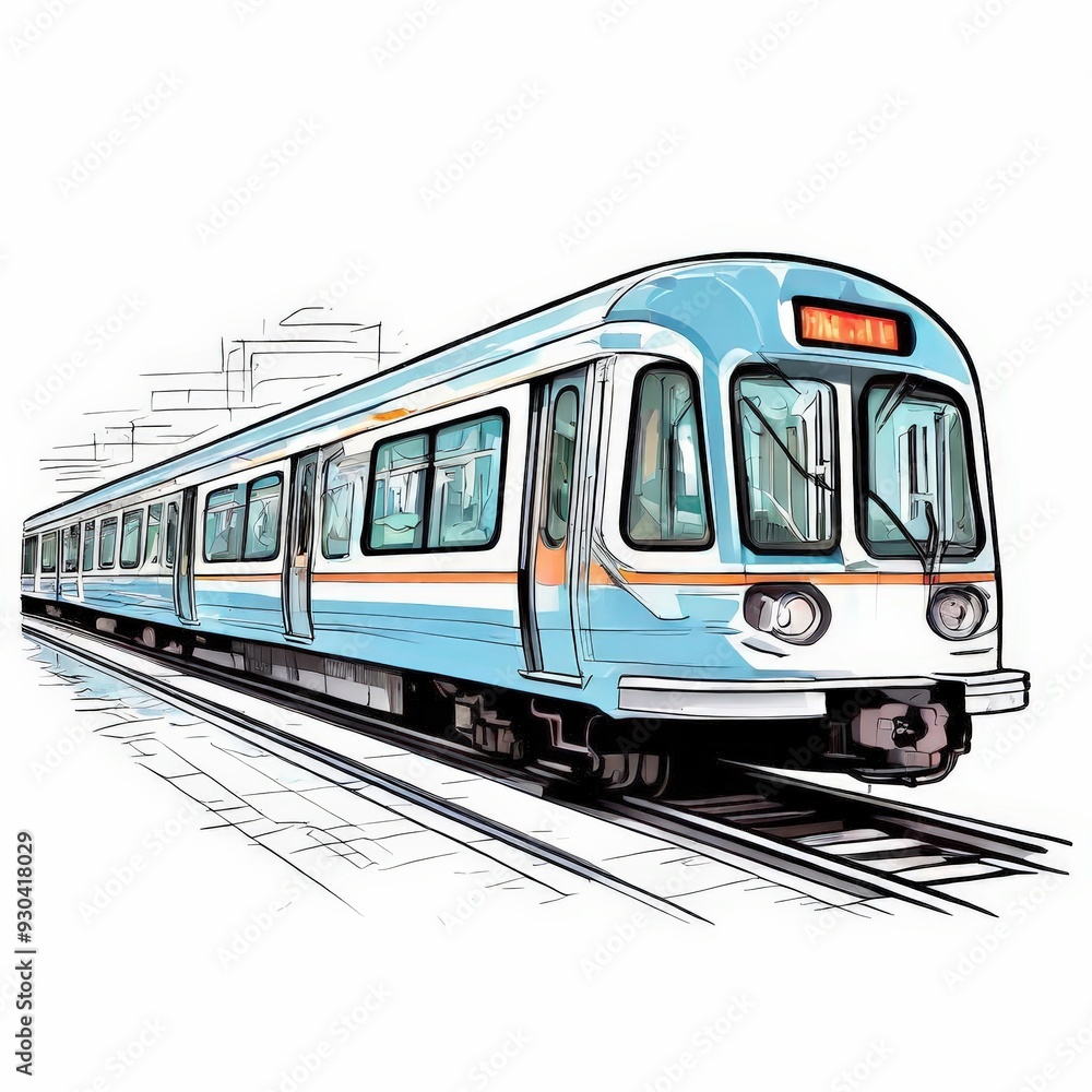 Naklejka premium the AI Image Generator, tram in the city