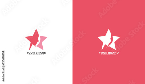 Beauty star logo, beautiful woman face star icon. Vector graphic design
