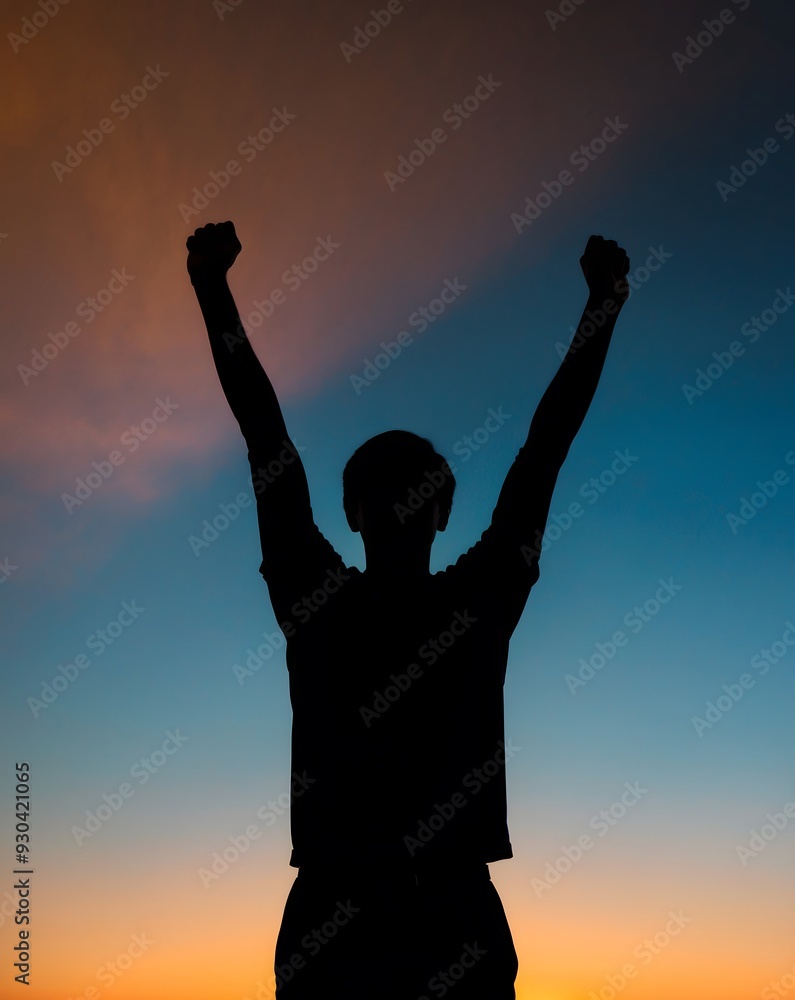 Fototapeta premium silhouette success man. Business and winning concept. Ai Generative.