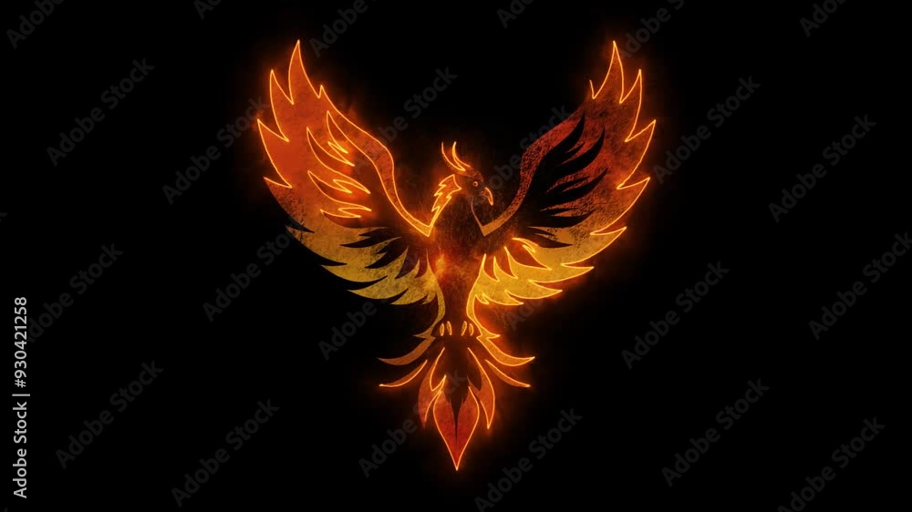Phoenix Animated Neon Logo with Reveal Effect - Overlay Graphic Element