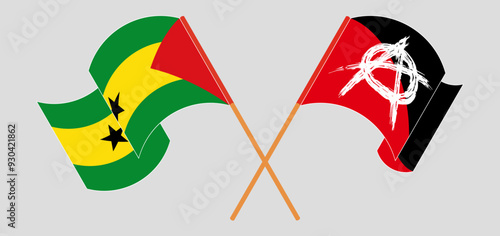 Crossed and waving flags of Sao Tome and Principe and Anarchy photo