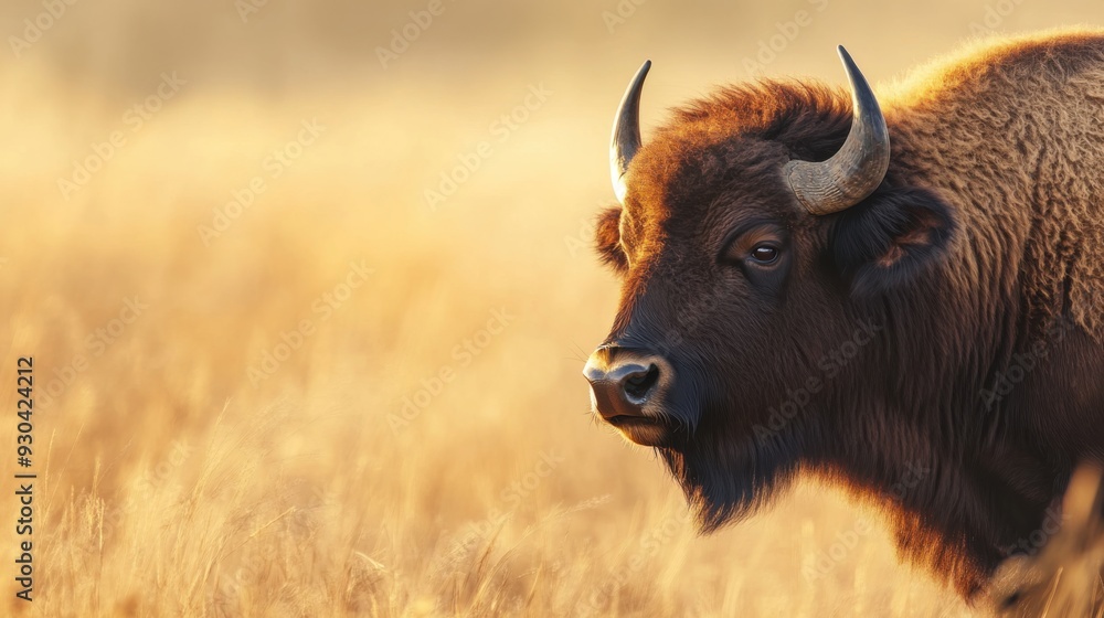 Bison (Bison bonasus) in the African savannah Bison (Bison bonasus) in the African savannah