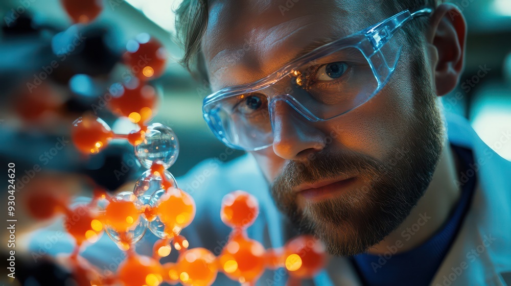 Researcher holding a chemical compound model, focusing on molecular design in drug discovery. Researcher holding a chemical compound model, focusing on molecular design in drug discovery.