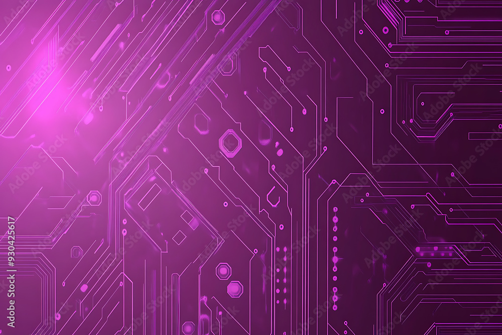 Abstract image of a circuit board with glowing lines and nodes on a pink gradient background. The intricate network of connections creates a modern, tech-inspired visual. Copy space available Abstract image of a circuit board with glowing lines and nodes on a pink gradient background. The intricate network of connections creates a modern, tech-inspired visual. Copy space available