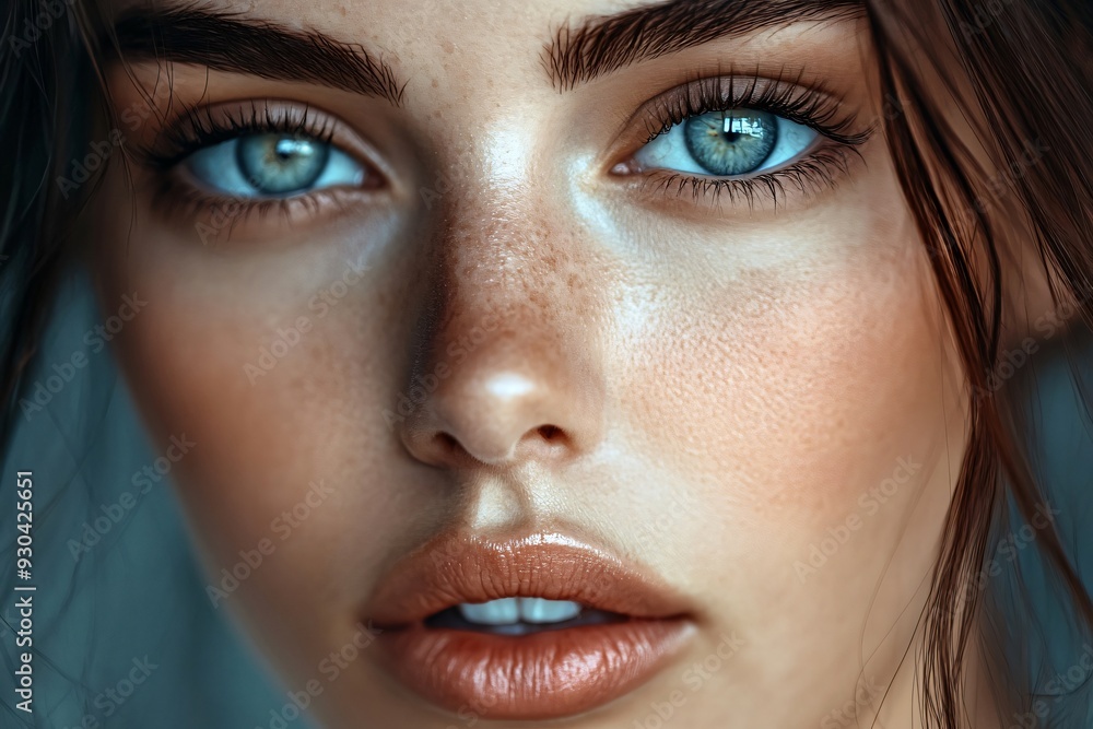 Beautiful young woman with blue eyes and freckles is posing Beautiful young woman with blue eyes and freckles is posing