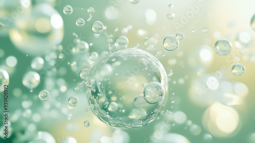 Wallpaper Mural Close-up of bubbles floating in a soft, green background, creating a serene atmosphere. Torontodigital.ca