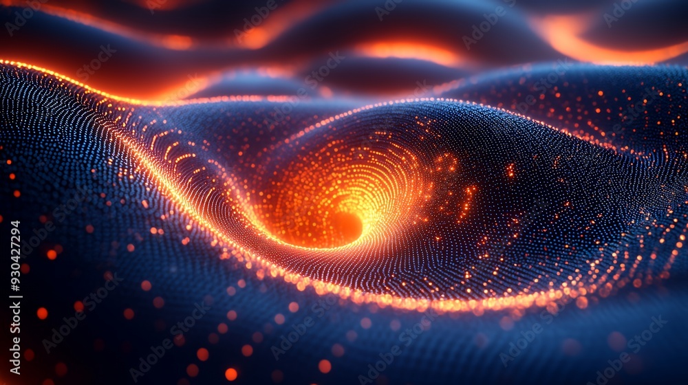 Abstract digital wave with glowing particles in a fluid motion. Abstract digital wave with glowing particles in a fluid motion.