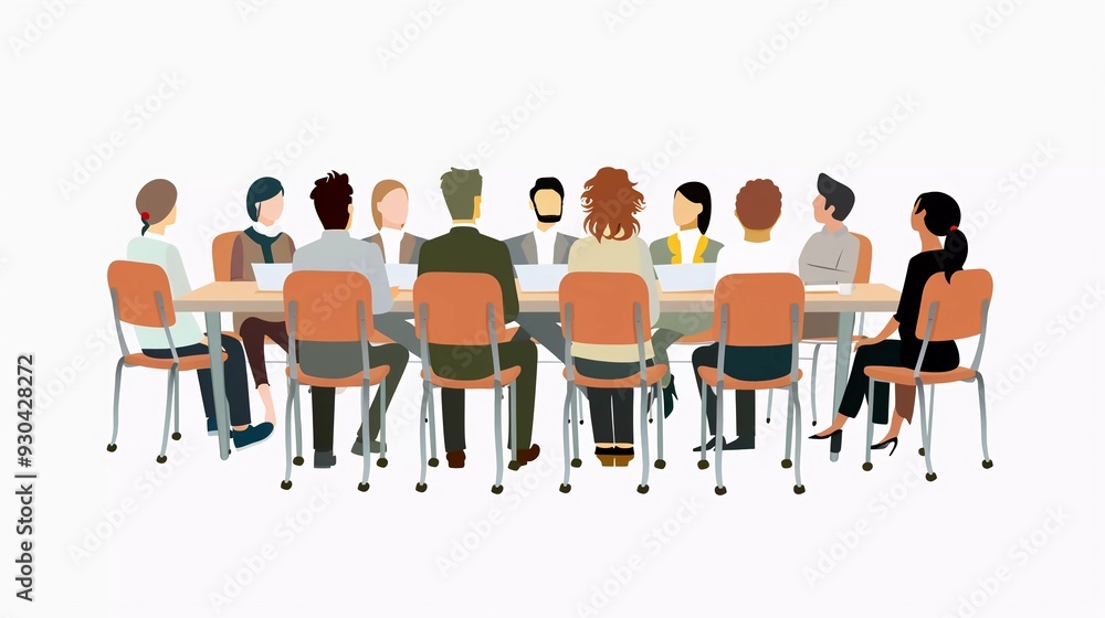 group of people in a office room presentation flat illustration design group of people in a office room presentation flat illustration design