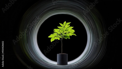 A tree growing through a steel structure, symbolizing nature s adaptability combined with human innovation and a growth mindset