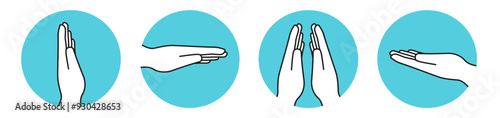 Satz von runden Handgesten Symbolen,  für web-app, Schilder und Layout einsetzbar