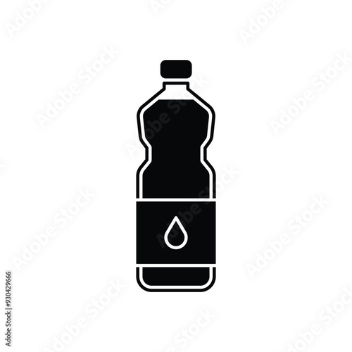 Kitchen oil bottle icon. Simple solid style. Cooking oil bottle plastic, cook, sunflower, vinegar, corn, fat, kitchen, food concept. Black silhouette, glyph symbol. Vector illustration isolated.