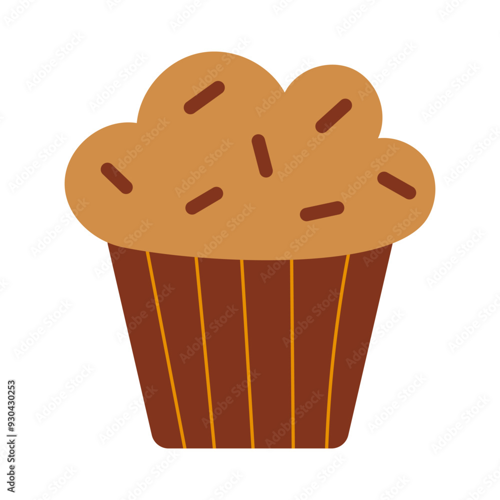 Cute Hand Drawn Flat Vector Muffin Isolated for Breakfast, Baked Snack, and Dessert Recipes Design. Cute Hand Drawn Flat Vector Muffin Isolated for Breakfast, Baked Snack, and Dessert Recipes Design.