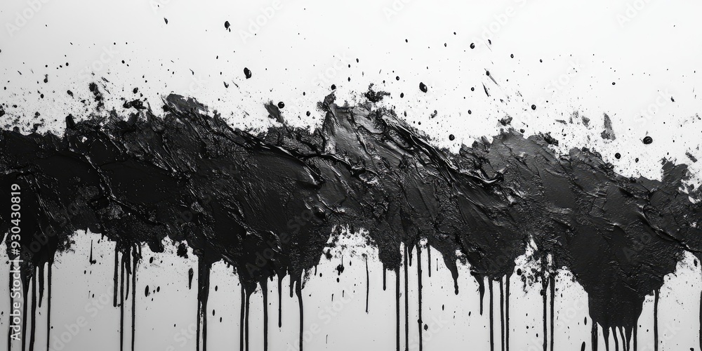 Black Paint Dripping and Splashes on White Background Black Paint Dripping and Splashes on White Background