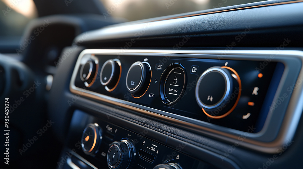 Car Interior with air conditioning vents and controls Car Interior with air conditioning vents and controls