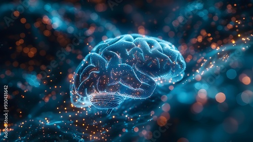 Wallpaper Mural Glowing Digital Brain Representing Advanced Technology and Cognitive Concept Torontodigital.ca