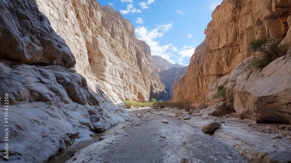 A Narrow Canyon with a Stream Running Through It A Narrow Canyon with a Stream Running Through It