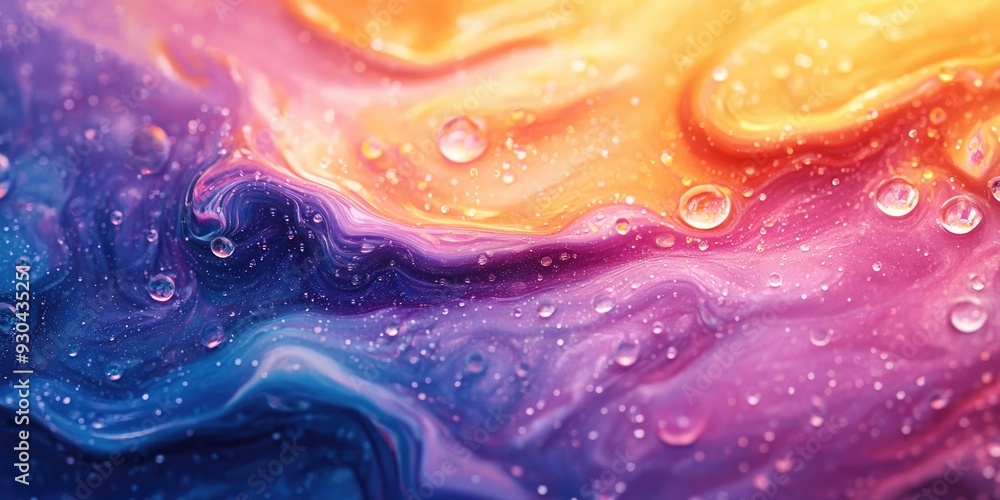 Abstract Swirling Liquid with Water Droplets Abstract Swirling Liquid with Water Droplets