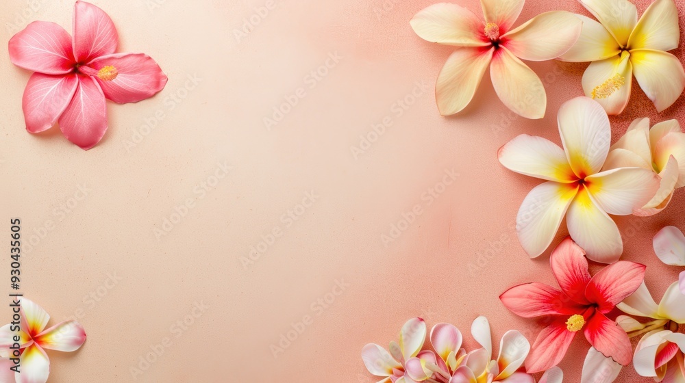 A beautiful arrangement of pink and white flowers on a soft pink background, perfect for spring-themed designs. A beautiful arrangement of pink and white flowers on a soft pink background, perfect for spring-themed designs.
