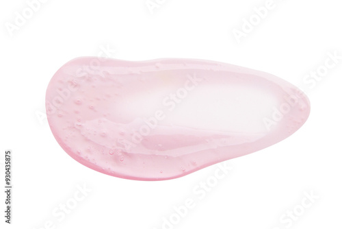 A smear of pink transparent gel on a blank background.