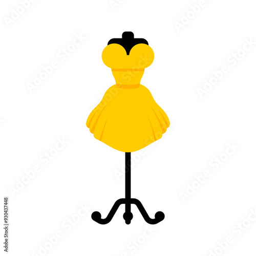 Yellow dress on mannequin. Beautiful Yellow womens sarafan on hanger