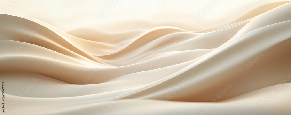 Obraz premium Flowing beige fabric creating serene wave patterns
