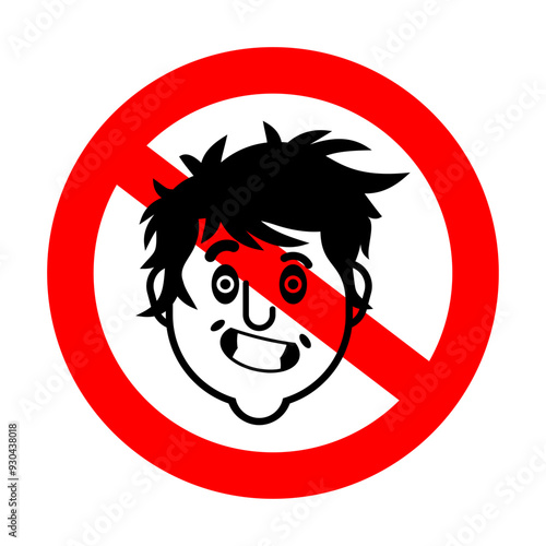 Stop madman. Ban psychopath. Red prohibitory sign mentally ill.