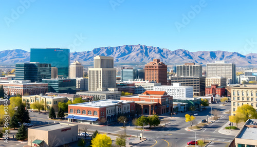 Reno Nevada on Beautiful Spring Day - Downtown / Midtown isolated with white highlights, png