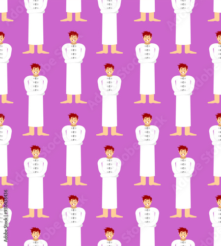 Madman pattern seamless. Psychopath background. Patient in mental hospital ornament.