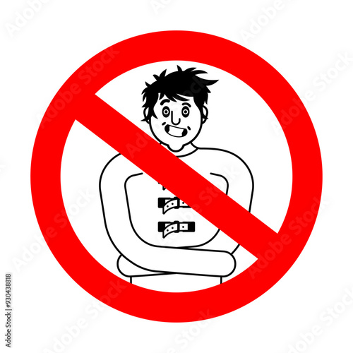 Stop madman. Ban psychopath. Red prohibitory sign mentally ill.
