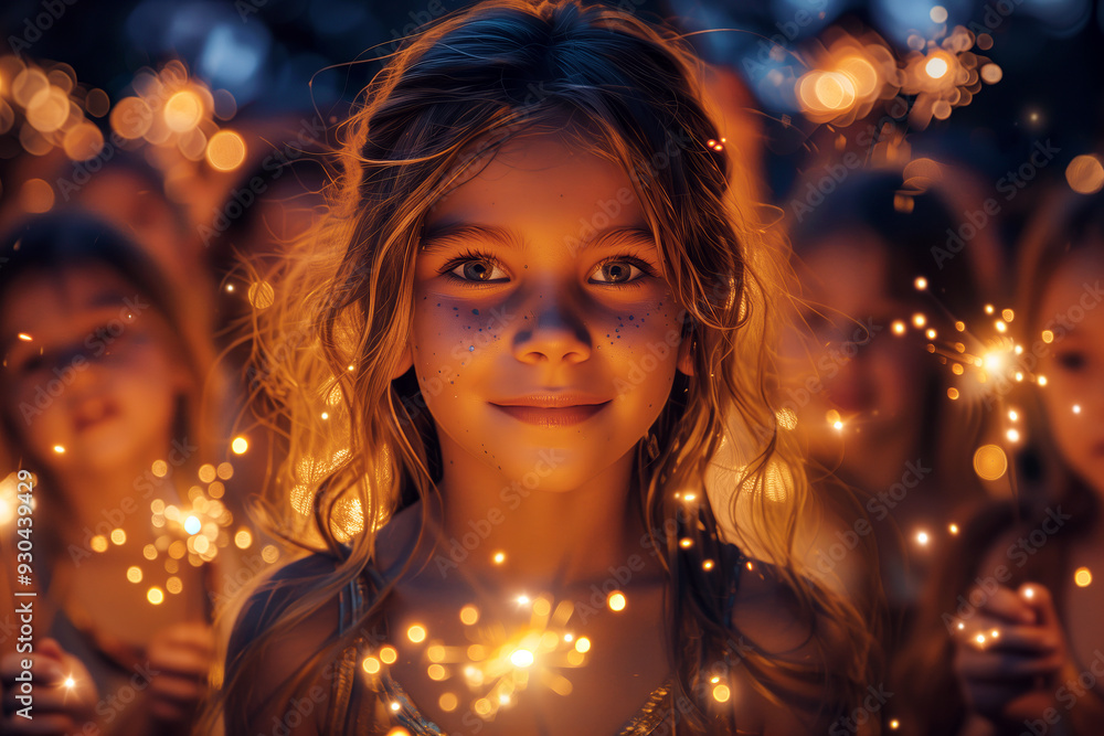 A portrait of young boy with sparklers. A portrait of young boy with sparklers.