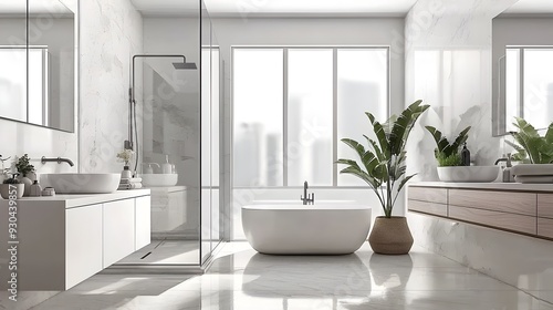 Pristine and Radiant Bathroom Sanctuary with Crystal-Clear Glass Shower