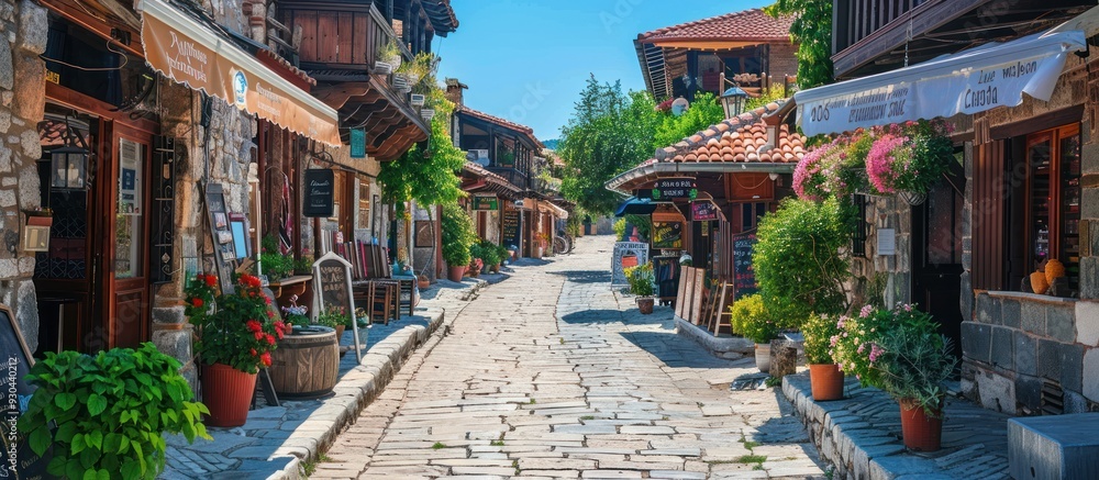 Fototapeta premium Cobblestone Street in a Charming European Town