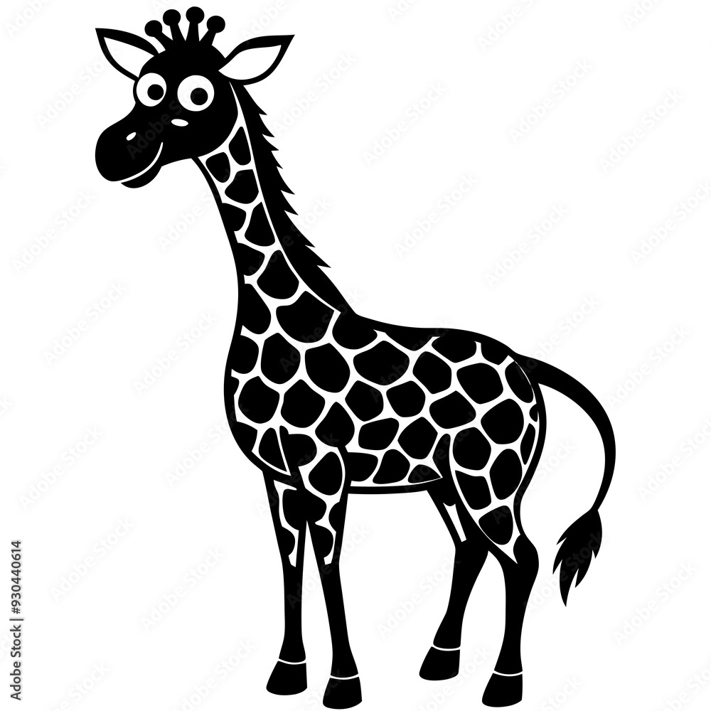 Naklejka premium Funny giraffe silhouette art vector illustration