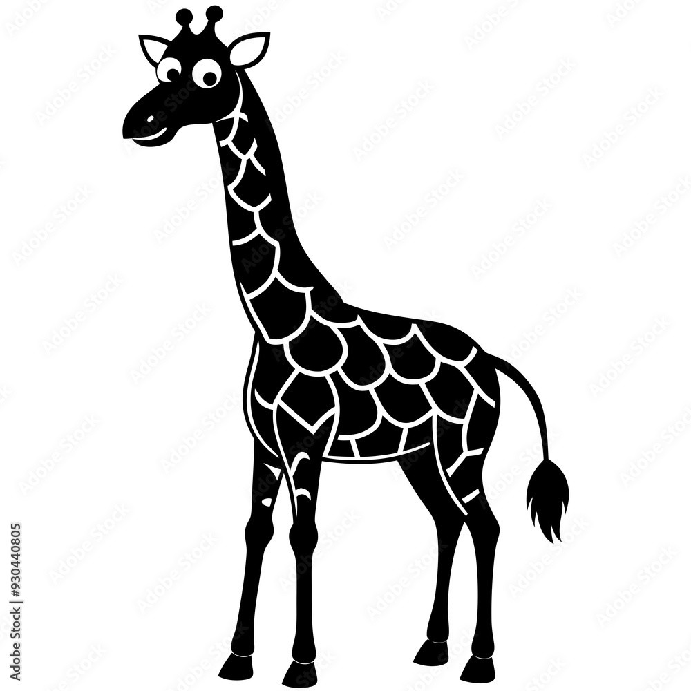 Funny giraffe silhouette art vector illustration Funny giraffe silhouette art vector illustration