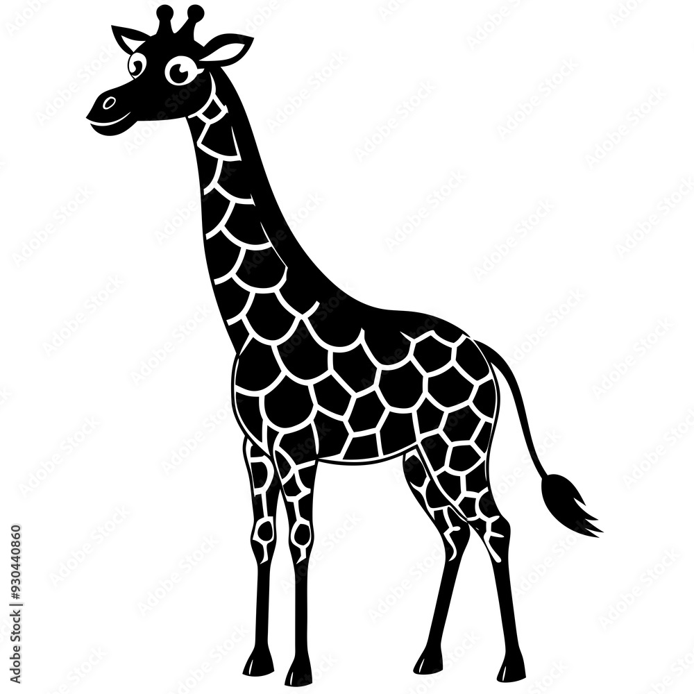 Fototapeta premium Funny giraffe silhouette art vector illustration
