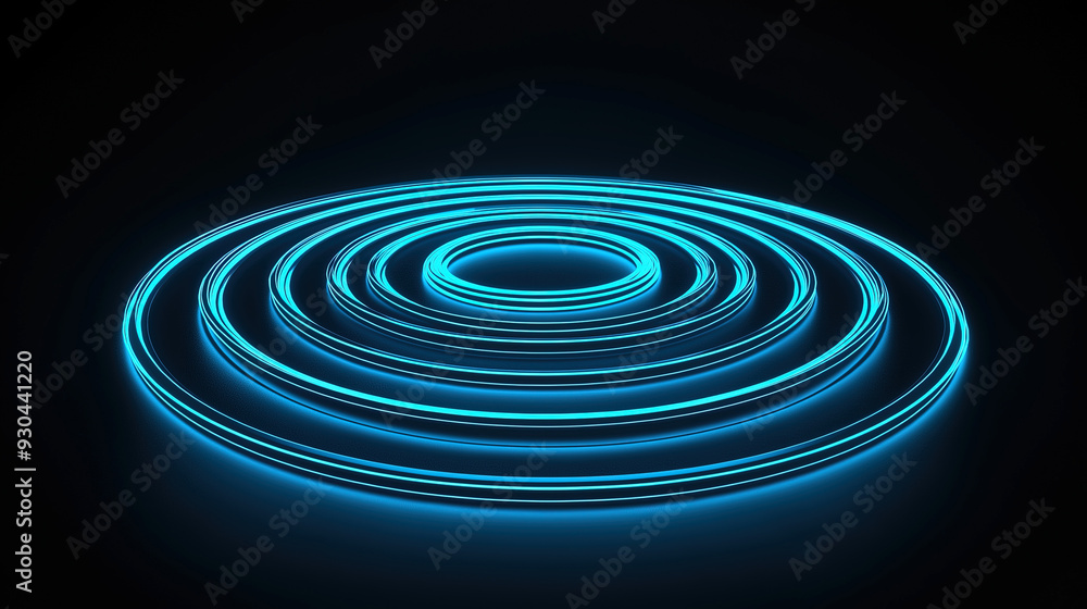 blue glowing geometric shape on black background, scientific and futuristic blue glowing geometric shape on black background, scientific and futuristic