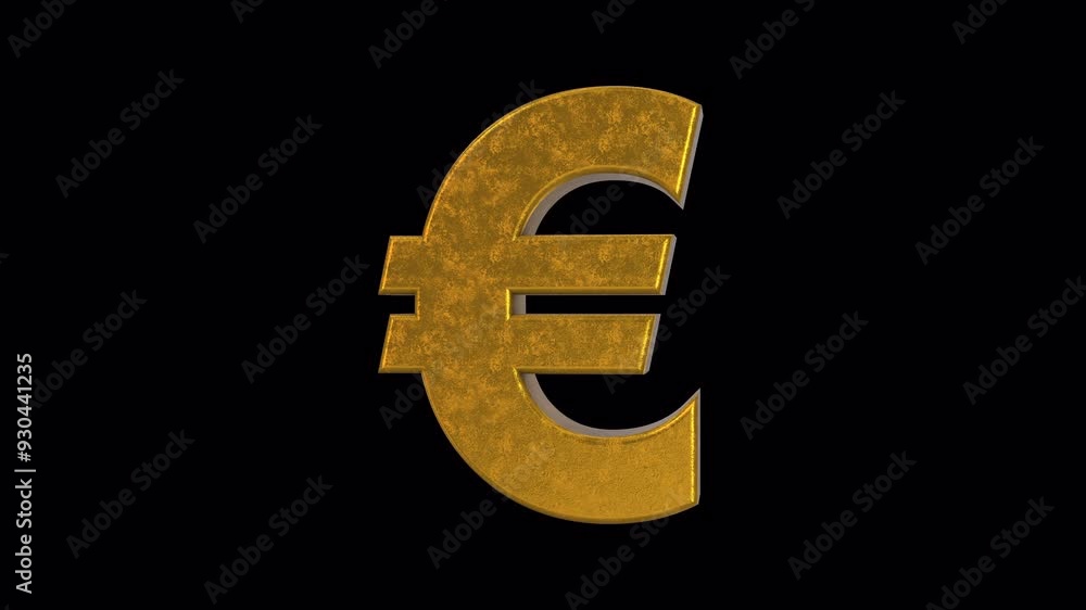 3D Euro Sign Rotating on a Transparent Background. Seamless Loop. Euro Symbol. 4K 3D Euro Sign Rotating on a Transparent Background. Seamless Loop. Euro Symbol. 4K