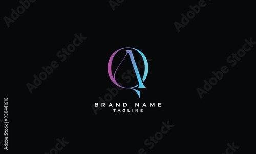 QA, AQ, Abstract initial monogram letter alphabet logo design