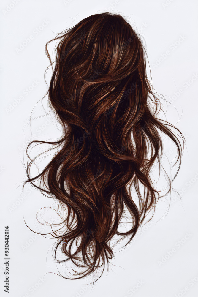 Long dark messy locks of chestnut hair on white background, HD, photo realistic, highly detailed Long dark messy locks of chestnut hair on white background, HD, photo realistic, highly detailed