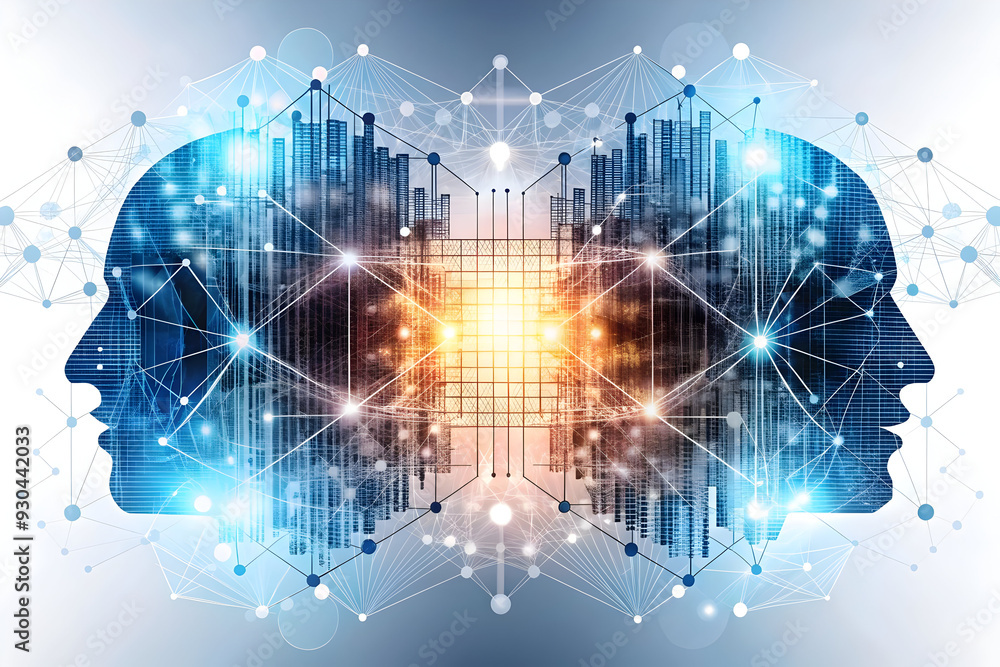 Obraz premium Advanced AI Powered Digital Identity Frame with Biometric Patterns and Data Streams - Innovative Concept for Secure Identity Management and Protection - Photo Stock Design