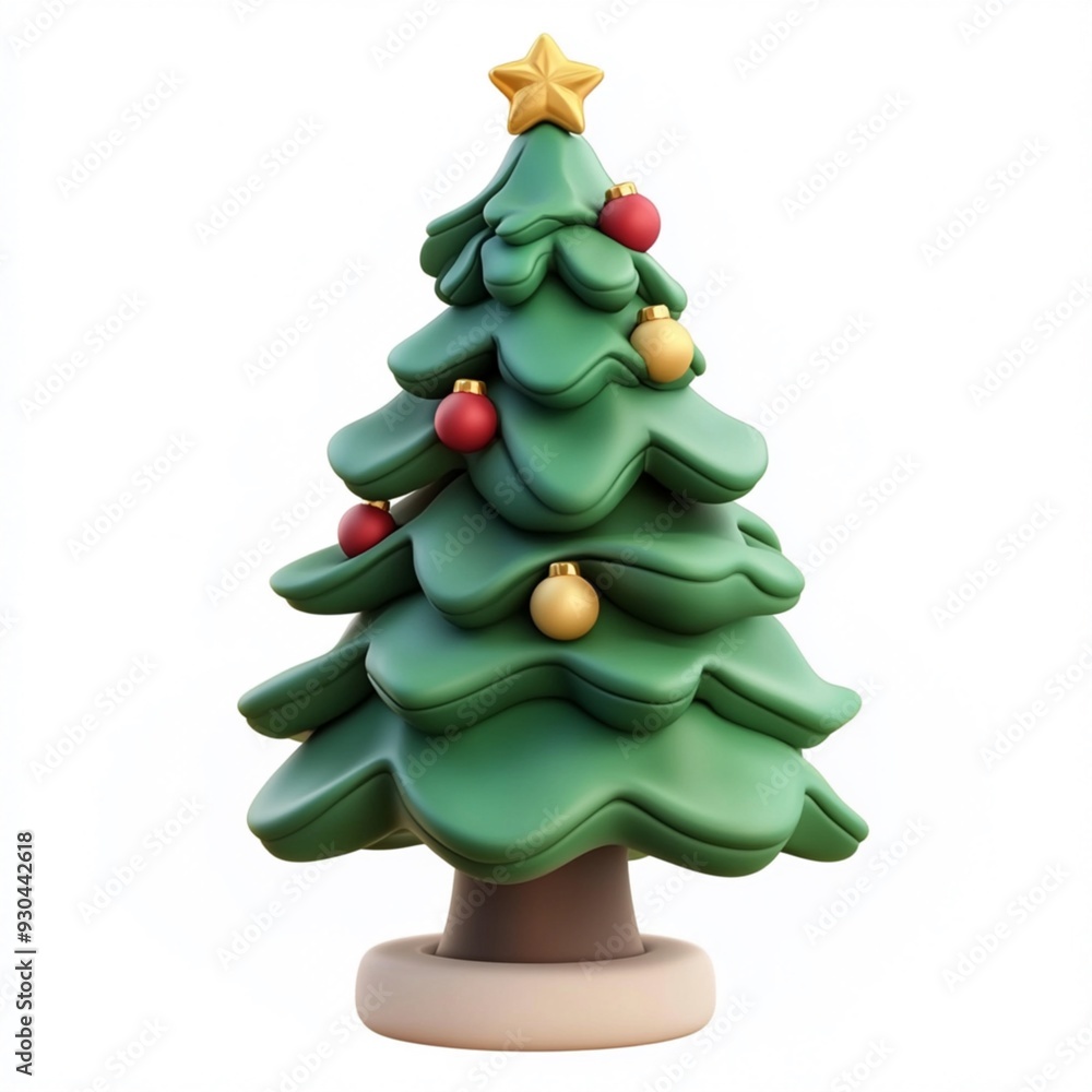 3D Cartoon Christmas Tree Isolated on White Background 3D Cartoon Christmas Tree Isolated on White Background