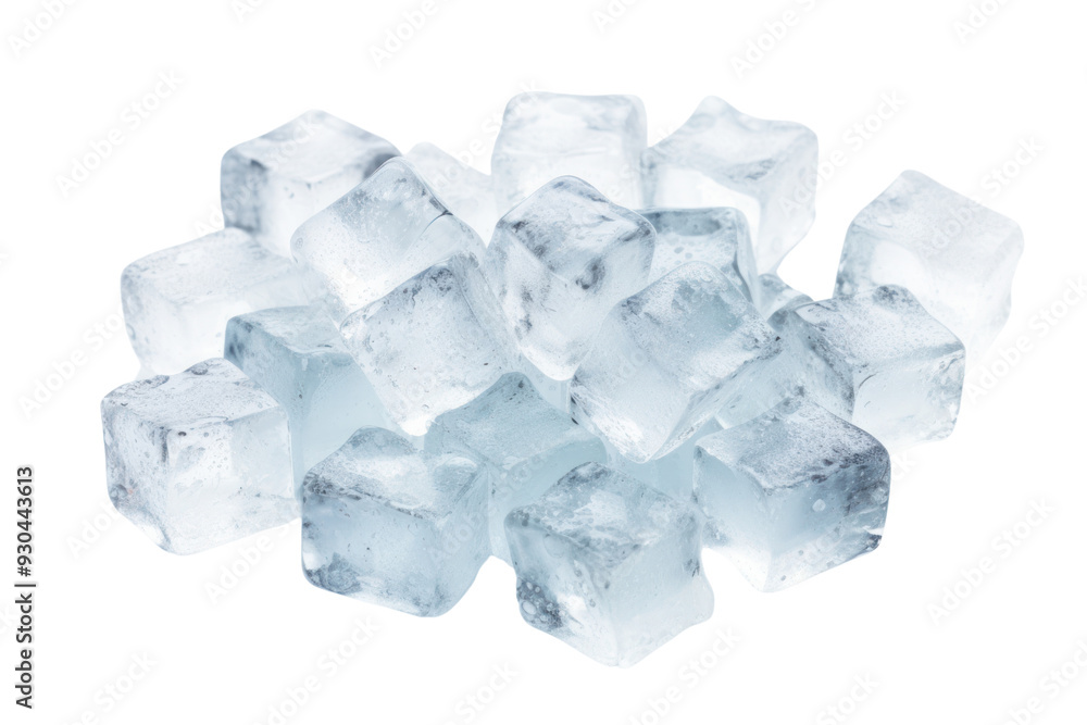 Crushed ice cubes in clear glass, sparkling in sunlight, isolated on white background. Crushed ice cubes in clear glass, sparkling in sunlight, isolated on white background.