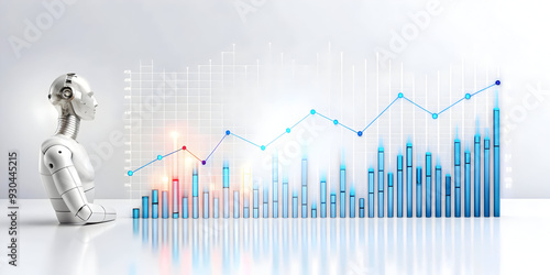 Advanced AI Powered Predictive Analytics Frame Featuring Data Graphs and Algorithmic Patterns - Futuristic Design Highlighting Precision and Innovation for Photo Stock Concept