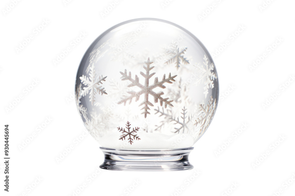 Ice ball decorated with delicate snowflakes, isolated on white background. Ice ball decorated with delicate snowflakes, isolated on white background.