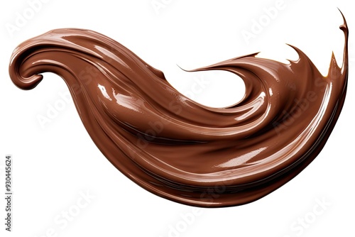 Chocolate Smear Isolated, Melted Chocolate Texture on White Background, Chocolate Sauce Pattern