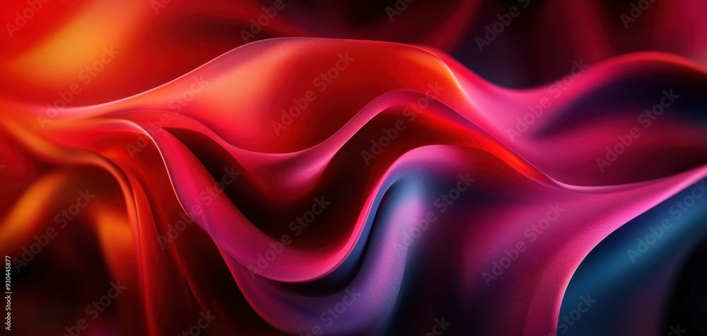 Obraz premium Vibrant flowing fabric showcasing rich colors and smooth textures, creating a dynamic visual experience of movement and elegance.